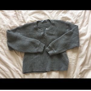 T by Alexander Wang Waffle Knit Henley Pullover